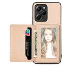 For Xiaomi Poco X5 Pro 5G Carbon Fiber Magnetic Card Wallet Bag Phone Case(Khaki) - 1