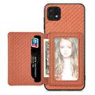 For Samsung Galaxy A22 5G Carbon Fiber Magnetic Card Wallet Bag Phone Case(Brown) - 1