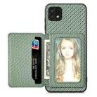 For Samsung Galaxy A22 5G Carbon Fiber Magnetic Card Wallet Bag Phone Case(Green) - 1