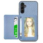 For Samsung Galaxy A34 5G Carbon Fiber Magnetic Card Wallet Bag Phone Case(Blue) - 1