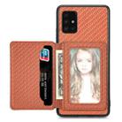 For Samsung Galaxy A51 5G Carbon Fiber Magnetic Card Wallet Bag Phone Case(Brown) - 1