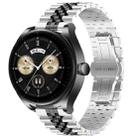 For Huawei Watch Buds Five Bull Half Round Stainless Steel Watch Band + Strap Removal Tool(Silver+Black) - 1