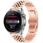 For Huawei Watch3 Pro New Five Bull Half Round Stainless Steel Watch Band + Strap Removal Tool(Rose Gold) - 1