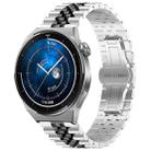 For Huawei Watch GT3 Pro 46mm Five Bull Half Round Stainless Steel Watch Band + Strap Removal Tool(Silver+Black) - 1