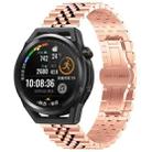 For Huawei Watch GT Runner Five Bull Half Round Stainless Steel Watch Band + Strap Removal Tool(Rose Gold) - 1