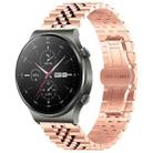 For Huawei Watch GT2 Pro / GT 2e Five Bull Half Round Stainless Steel Watch Band + Strap Removal Tool(Rose Gold) - 1