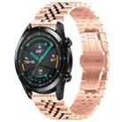 For Huawei Watch GT 42mm/46mm / GT2 46mm Five Bull Half Round Stainless Steel Watch Band + Strap Removal Tool(Rose Gold) - 1