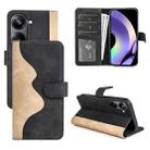 For Realme 10 Pro Stitching Horizontal Flip Leather Phone Case(Black) - 1