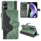 For Realme 10 Pro Stitching Horizontal Flip Leather Phone Case(Green) - 1