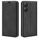 For Realme 10 4G Retro-skin Magnetic Suction Leather Phone Case(Black) - 1
