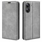 For Realme 10 4G Retro-skin Magnetic Suction Leather Phone Case(Grey) - 1