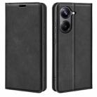 For Realme 10 Pro Retro-skin Magnetic Suction Leather Phone Case(Black) - 1