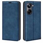 For Realme 10 Pro Retro-skin Magnetic Suction Leather Phone Case(Dark Blue) - 1