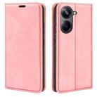 For Realme 10 Pro Retro-skin Magnetic Suction Leather Phone Case(Pink) - 1