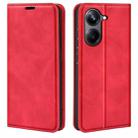 For Realme 10 Pro Retro-skin Magnetic Suction Leather Phone Case(Red) - 1