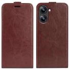 For Realme 10 4G R64 Texture Vertical Flip Leather Phone Case(Brown) - 1