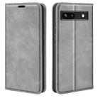 For Google Pixel 7a Retro-skin Magnetic Suction Leather Phone Case(Grey) - 1