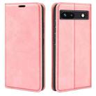 For Google Pixel 7a Retro-skin Magnetic Suction Leather Phone Case(Pink) - 1