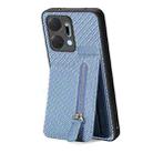 For Honor X7A Carbon Fiber Vertical Flip Zipper Phone Case(Blue) - 1