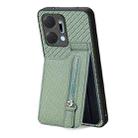 For Honor X7A Carbon Fiber Vertical Flip Zipper Phone Case(Green) - 1