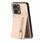 For Honor X7A Carbon Fiber Vertical Flip Zipper Phone Case(Khaki) - 1