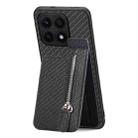 For Honor X8A Carbon Fiber Vertical Flip Zipper Phone Case(Black) - 1