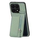 For Honor X8A Carbon Fiber Vertical Flip Zipper Phone Case(Green) - 1