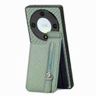 For Honor X9A Carbon Fiber Vertical Flip Zipper Phone Case(Green) - 1