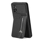 For Xiaomi Poco X4 Pro 5G Carbon Fiber Vertical Flip Zipper Phone Case(Black) - 1