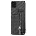 For Samsung Galaxy A22 5G Carbon Fiber Vertical Flip Zipper Phone Case(Black) - 2