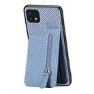 For Samsung Galaxy A22 5G Carbon Fiber Vertical Flip Zipper Phone Case(Blue) - 1