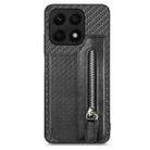 For Honor X8A Carbon Fiber Horizontal Flip Zipper Wallet Phone Case(Black) - 1