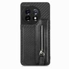 For OnePlus 11 Carbon Fiber Horizontal Flip Zipper Wallet Phone Case(Black) - 1