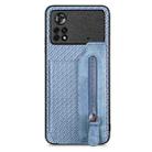 For Xiaomi Poco X4 Pro 5G Carbon Fiber Horizontal Flip Zipper Wallet Phone Case(Blue) - 1