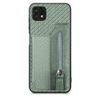 For Samsung Galaxy A22 5G Carbon Fiber Horizontal Flip Zipper Wallet Phone Case(Green) - 1