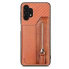 For Samsung Galaxy A32 5G Carbon Fiber Horizontal Flip Zipper Wallet Phone Case(Brown) - 1