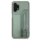 For Samsung Galaxy A32 5G Carbon Fiber Horizontal Flip Zipper Wallet Phone Case(Green) - 1