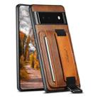 For Googel Pixel 6 Suteni H13 Card Wallet Wrist Strap Holder PU Phone Case(Brown) - 1