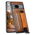 For Googel Pixel 7 5G Suteni H13 Card Wallet Wrist Strap Holder PU Phone Case(Brown) - 1