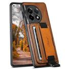 For OnePlus 11 5G Suteni H13 Card Wallet Wrist Strap Holder PU Phone Case(Brown) - 1