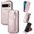 For Google Pixel 8 Pro Zipper Wallet Vertical Flip Leather Phone Case(Pink) - 1