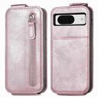 For Google Pixel 8a Zipper Wallet Vertical Flip Leather Phone Case(Pink) - 1