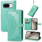 For Google Pixel 8 Mandala Flower Embossed Leather Phone Case(Green) - 1