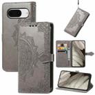 For Google Pixel 8 Mandala Flower Embossed Leather Phone Case(Gray) - 1