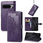 For Google Pixel 8 Pro Mandala Flower Embossed Leather Phone Case(Purple) - 1