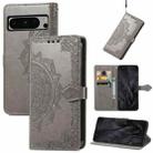 For Google Pixel 8 Pro Mandala Flower Embossed Leather Phone Case(Gray) - 1