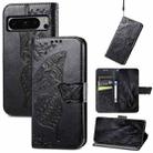 For Google Pixel 8 Pro Butterfly Love Flower Embossed Leather Phone Case(Black) - 1