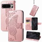 For Google Pixel 8 Pro Butterfly Love Flower Embossed Leather Phone Case(Rose Gold) - 1
