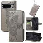 For Google Pixel 8 Pro Butterfly Love Flower Embossed Leather Phone Case(Gray) - 1