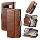 For Google Pixel 8 CaseNeo Splicing Dual Magnetic Buckle Leather Phone Case(Dark Brown) - 1